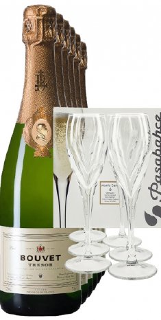 Bouvet Ladubay Trésor 6 Fl.  6 Champagnergläser.jpg