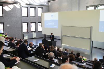 Vizepräsident Prof. Dr. Ralf Vandenhouten eröffnete die 7. Wildauer Wissenschaftswoche / Fotograf / Quelle: TH Wildau / Bernd Schlütter