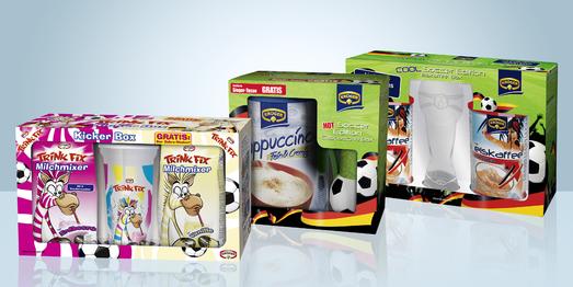 Der Sommer kann kommen: Krüger Soccer-Bundles mit Pokal-Glas, Sieger-Tasse und Gratis-Shaker im Handel