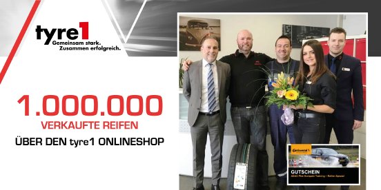Für den Kauf des 1.000.000 Reifens im tyre1 Onlineshop erhält das Team des Autohaus Royal aus Be.jpg