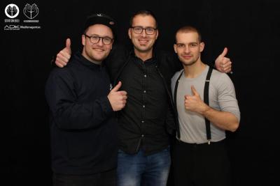 (V. l.) Lorris Blazejewski (Station B3.1), Benjamin Becker (blu:prevent) und Eric Stehfest (GZSZ, Station B3.1) / © ADK Medienagentur