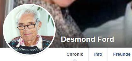 Facebook-Profil von Desmond Ford © Screenshot: Jens Mohr/APD