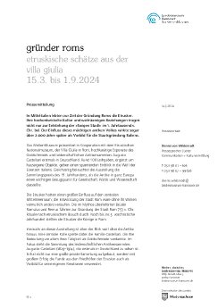Pressemitteilung »Gründer Roms. Etruskische Schätze aus der Villa Giulia« .pdf