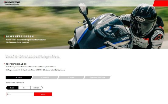 Auf der Webseite von Bridgestone können Reifenfreigaben für Motorradtypen erstellt werden.JPG