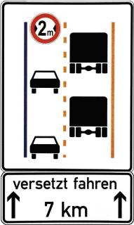 Versetzt fahren sorgt bei Ausweichmanövern für ausreichend Platz im Baustellenbereich