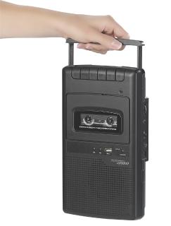 auvisio Mobiler Kassettenspieler und USB-Digitalisierer, Lautsprecher und Mikrofon