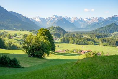 Blick vom Malerwinkel - einem herrlichen Aussichtspunkt auf den Allgäuer Hauptkamm bei Fischen im Allgäu