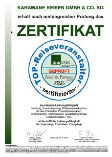 Top-Reiseveranstalter Urkunde