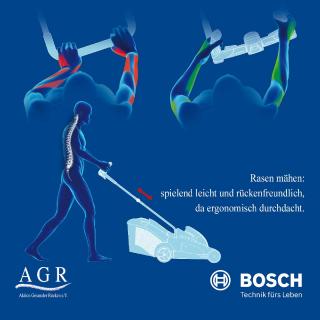 Ergonomisch Rasenmähen: Spielend leicht mit einem AGR-zertifiziertem Rasenmäher!/ Bild: AGR