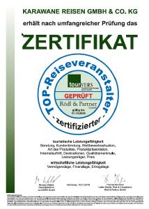 Top-Reiseveranstalter Urkunde