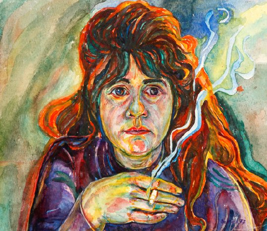 Bettina_Heinen-Ayech__1937_2020__Self-Portrait_with_a_Cigarette__watercolour_on_paper__1977__pho.png