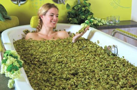 Der Urlaubsort, rund eine Autostunde nördlich von München gelegen, begeistert mit seiner ganz eigenen Bier- und Hopfenwelt – „Hopfen-Wellness“, Hopfenzupfen und ein gesund-erholsames Hopfenbad inklusive. Foto: Tourist-Information Bad Gögging/Hotel Eisvogel