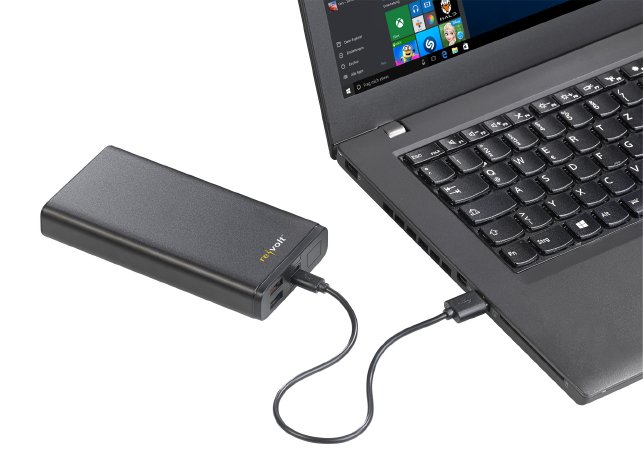 revolt Powerbank 12V: USB-Powerbank mit 20.000 mAh, USB-C Power Delivery,  QC 3.0, 3 A, 20 W (Powerbank Laptop)