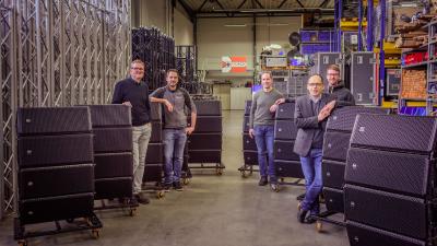 v.l.n.r. Udo Treimetten, Triacs; Steffen Schütz, Triacs; Mario Esch, Triacs; Jürgen Bettinger, RCF Deutschland; Tobias Allmang, Eventech-Pro Veranstaltungstechnik, KL