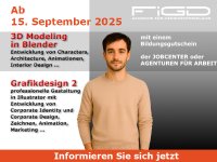 Teilnehmer*innen der Weiterbildung „3D-Modeling mit Blender“ arbeiten konzentriert an realistischen 3D-Objekten in einem modernen Lernraum. Die Szene zeigt die Anwendung der Software Blender in einer Gruppenarbeitssituation. Der Kursstart ist am 15. September 2025 – alle Infos unter 3D-Modeling mit Blender