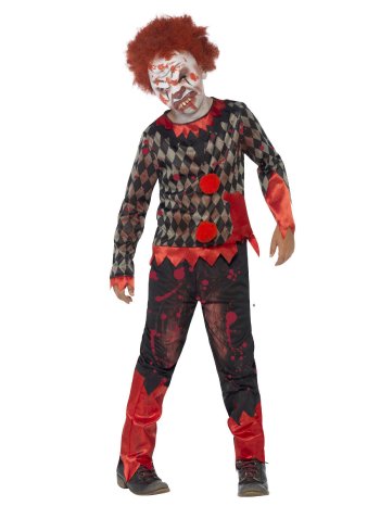 Blutiger Zombie-Clown Halloween Kinderkostüm rot-schwarz.jpg