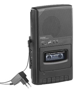 auvisio Mobiler Kassettenspieler und USB-Digitalisierer, Lautsprecher und Mikrofon