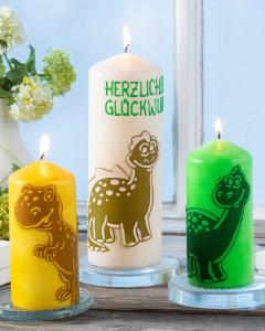 Geburtstagskerze gestalten mit efco Wachs Pens & Glitter Wachs Pens