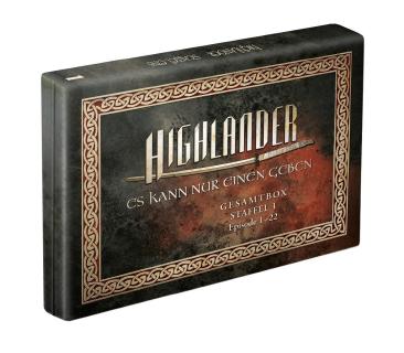 Exklusive Geschenk-Idee für Fantasy-Serien-Fans! Limitierte HIGHLANDER-Holzbox mit insg. 45 DVDs & Poster!