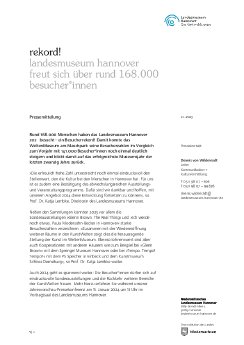 Pressemitteilung »Rekord. Landesmuseum Hannover freut sich über rund 168.000 BesucherInnen«.pdf