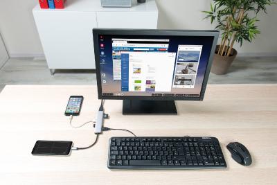 HZ 2799 06 Callstel USB Hub DeX Smartphone PC Adapter 3xUSB