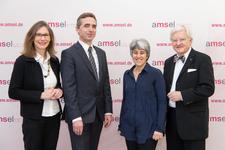 vl. Laudatorin Dr. Simone Schwanitz mit Preisträger Prof. Bernhard Hemmer und Nachwuchspreisträgerin PD Dr. Francesca Odoardi mit Prof. Klaus V. Toyka