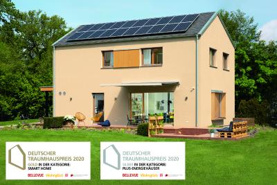 Beim Deutschen Traumhauspreis hat das Musterhaus sunshine von WeberHaus Gold und Silber erhalten