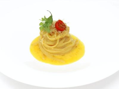 Linguine di Gragnano, essenza di pomodoro, ricotta affumicata e pepe al mortaio (copyright Hotel Splendid Royal Lugano)