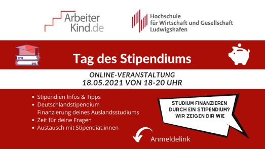 Nicht nur für Überflieger und Einserkandidaten: Online-"Tag des Stipendiums" am 18. Mai um 18.00 Uhr