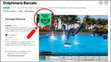 Screenshot aus Februar 2022 von Tripadvisor.com. Mittlerweile wurde das Award-Logo auf der Seite des Delfinarien-Anbieters entfernt.