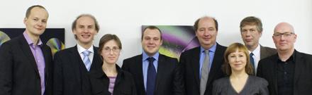 Von links: Arturas Piliponis (Ernst & Young Baltic), Prof. Martin Leitner (HIS), Julija Umbrasaitė (MOSTA), Linas Šneideris (Ernst & Young Baltic), Harald Gilch (HIS), Jurgita Petrauskienė (MOSTA), Peter Müßig-Trapp (HIS), Dominic Orr (HIS)