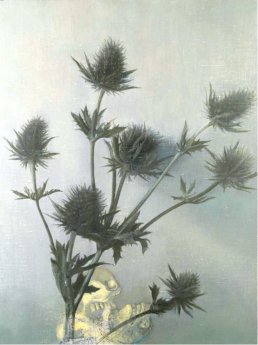 Victor Man, Flower with Skeleton and Bear Wrestling, 2012, Oil on canvas mounted on wood, 40 x 3.jpg