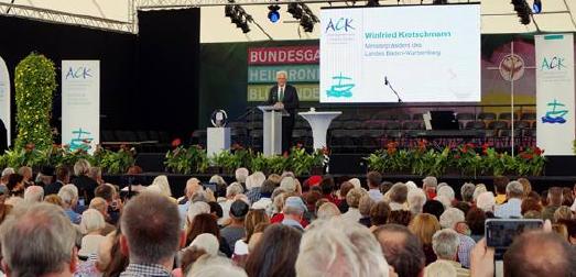 Ministerpräsident Winfried Kretschmann auf dem 10. ökumenischen Schöpfungstag in Heilbronn