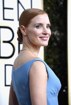 Jessica Chastain Attends Golden Globes with Hair by Renato Campora for Moroccanoil - 1.8.17.jpg