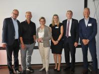 Personaloffensive für das Handwerk: Hauptgeschäftsführer Dr. Joachim Eisert, Unternehmer Jens Lange, Ministerin Dr. Nicole Hoffmeister-Kraut, Personalberaterin Mona Werz, Präsident Harald Herrmann und Berater Martin Träuble bei der Auftaktveranstaltung in Reutlingen. Foto: Handwerkskammer