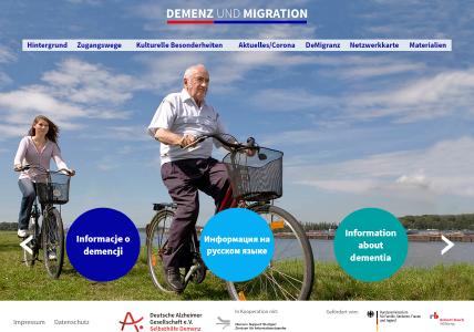 Screenshot der Startseite von www.demenz-und-migration.de