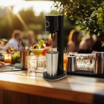 Rosenstein & Söhne Elektrischer Drink-Mixer BR-550 mit Edelstahlbecher, 500 ml, 2 Stufen, 100 Watt