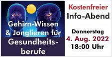 Donnerstag - 4. August 2022 - 18:00-19:00 Uhr
Gehirn-Wissen & Jonglieren für Gesundheitsberufe