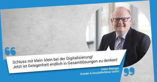 Dieter Rittinger, Geschäftsführer DeGIV; Zitat zum Stand der Digitalisierung und der Erfüllung des Patientendaten Schutzgesetzes und sowie des Online-Zugangsgesetzes