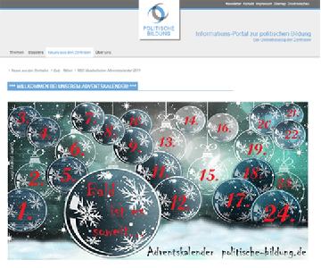 Musikalischer Adventskalender 2020 auf dem "Informations-Portal zur politischen Bildung"