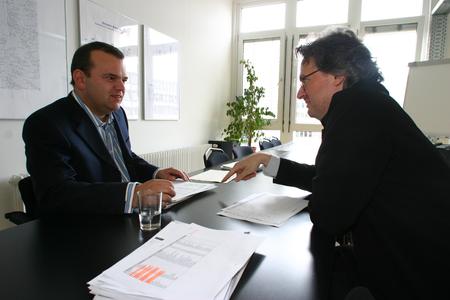 Stefan Kolle, Geschäftsführer von Kolle Rebbe (links) und Armin Reins, Geschäftsführer von REINSCLASSEN und Vorstand/Mitbegründer der Texterschmiede