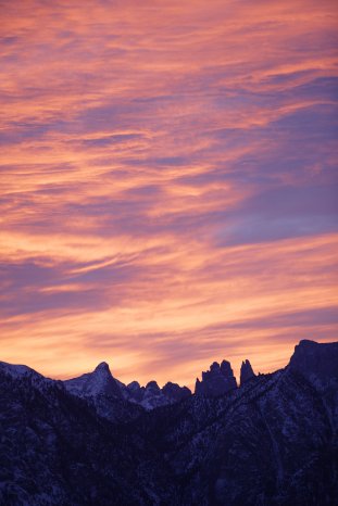 Abendstimmung über den Dolomiten vom Ritten aus