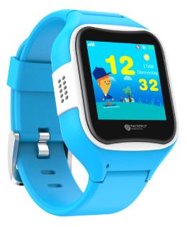 TrackerID Kinder-Smartwatch PW-130.kids mit GPS-/GSM-/WiFi-Tracking, SOS-Taste, blau, IP65