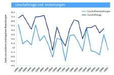 Inflation, Kaufzurückhaltung bei den Verbrauchern, verteuerte Finanzierungskosten durch die Zinswende – das Handwerk der Region blickt tendenziell eher pessimistisch ins dritte Quartal des Jahres. Auch die Geschäftsentwicklung im zweiten Quartal blieb hinter den Erwartungen zurück. Grafik: Handwerkskammer