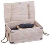 Semptec Urban Survival Technology 9-teiliges Gusseisen-Dutch-Oven-Set mit Aufbewahrungskiste aus Holz