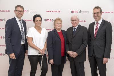 Alle Preisträger der AMSEL-Stiftungspreise 2018 (v.l.n.r.): Markus Saur, Aida Alic, Erika und Franz Brodesser und Prof. Dr. med. Mathias Mäurer