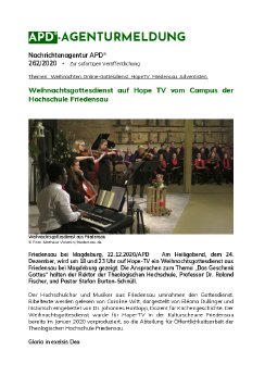 APD_262_2020_Weihnachtsgottesdienst auf Hope TV vom Campus der Hochschule Friedensau.pdf