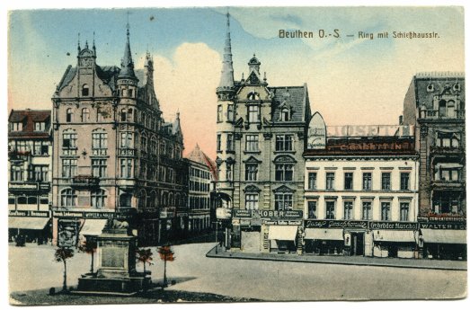 Beuthen O. S. – Ring mit Schießhausstr. Postkartenansicht um 1915.jpg