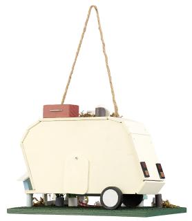 Royal Gardineer Nistkasten in Wohnwagen-Optik aus Holz, mit farbenfrohen Details