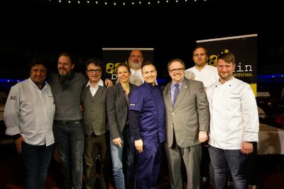 Press Conference eat! berlin: Alexander Dressel, Marco Müller, Peter Frühsammer, Sonja Frühsammer, Markus Semmler,Tim Raue, Bernhard Moser, Florian Glauert, Sebastian Frank